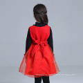 Los niños de invierno rojo visten otoño invierno abrigos de delantal niñas vestidos moda delantal para niños flores apliques